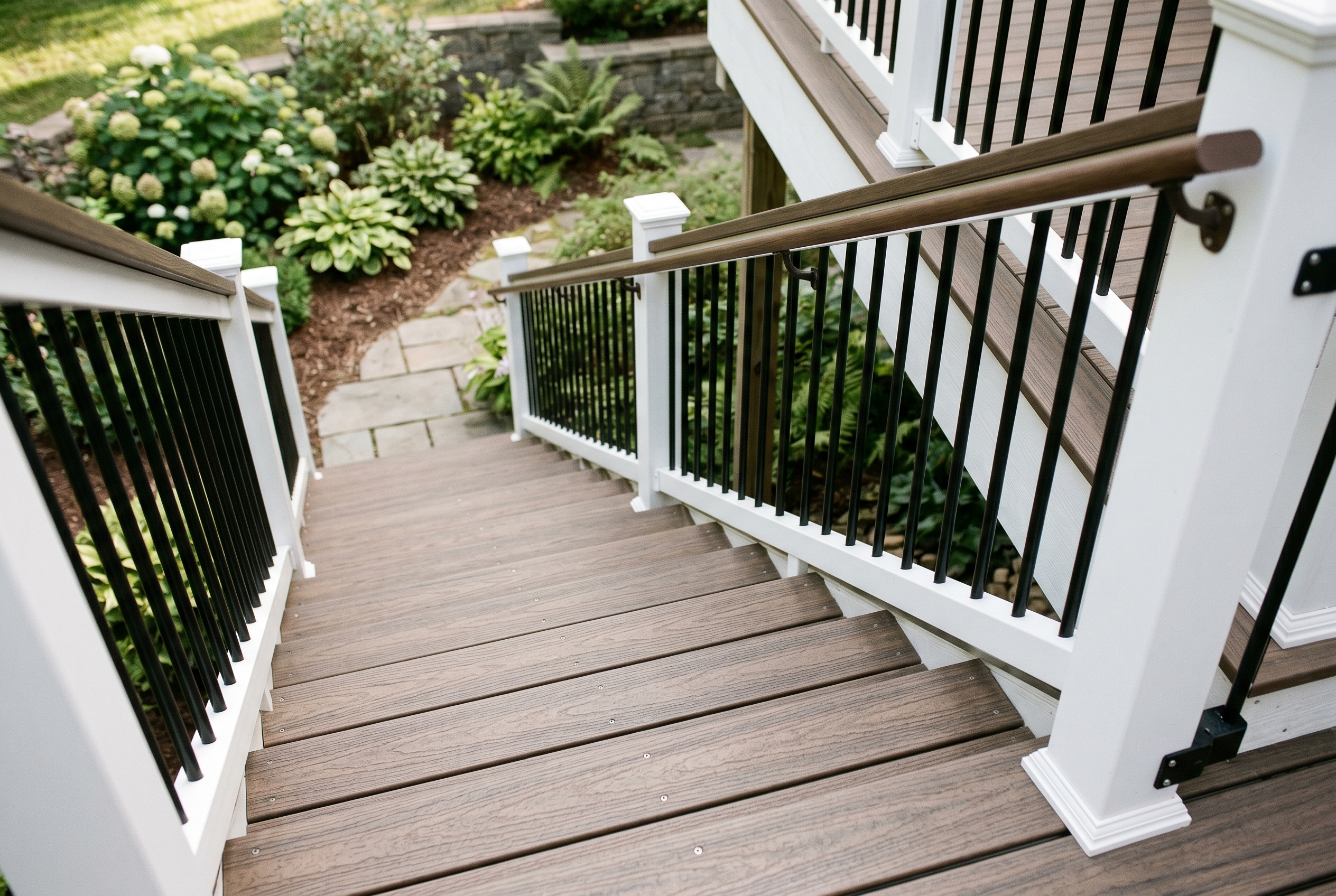 Custom deck stairs Chester County PA — deck stair and landing construction