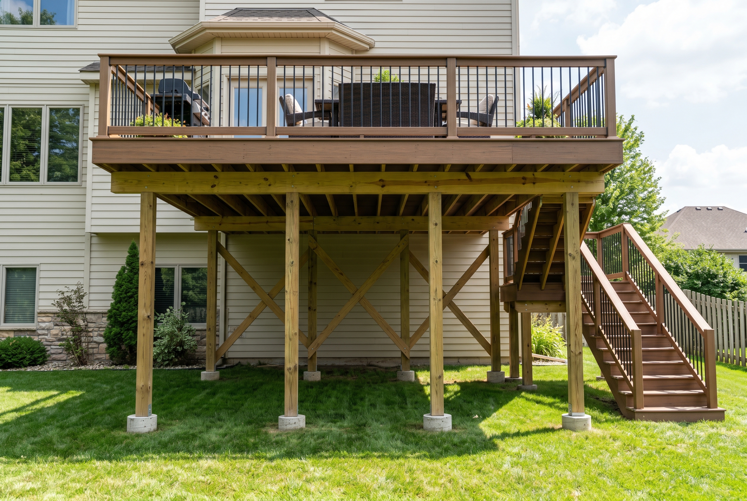 Second story deck builder Chester County PA — elevated deck construction with permits